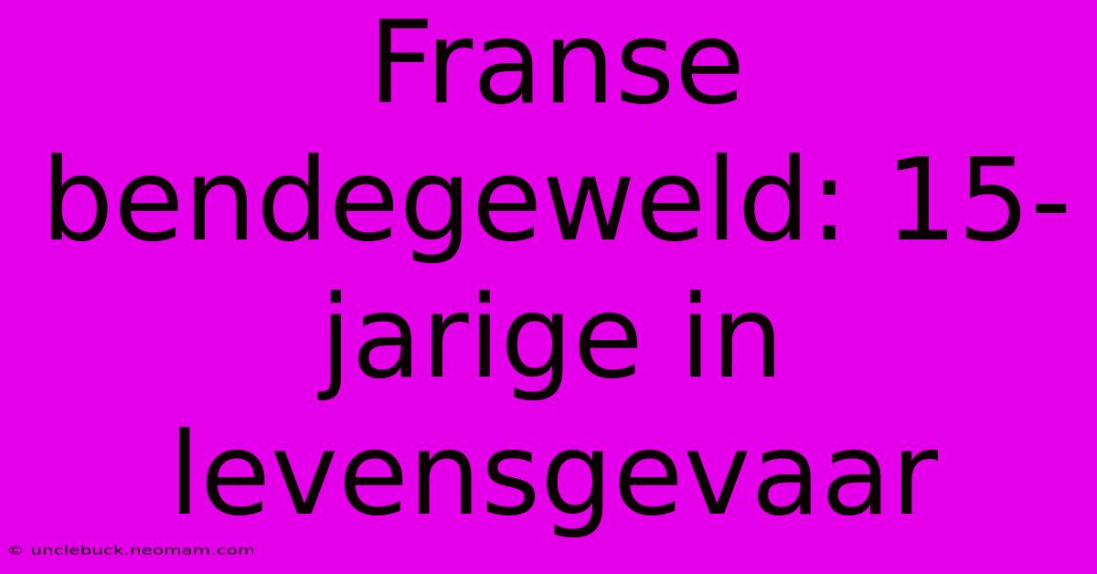 Franse Bendegeweld: 15-jarige In Levensgevaar