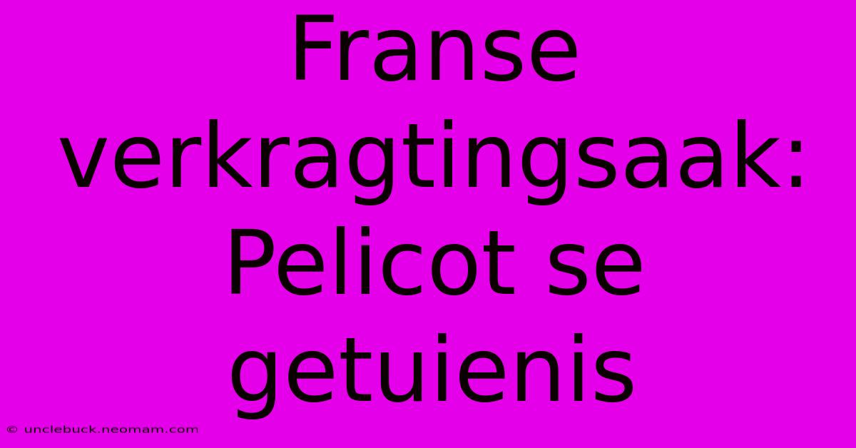 Franse Verkragtingsaak: Pelicot Se Getuienis