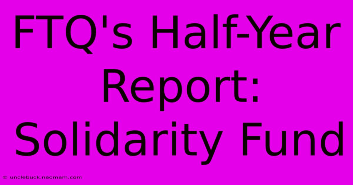 FTQ's Half-Year Report: Solidarity Fund