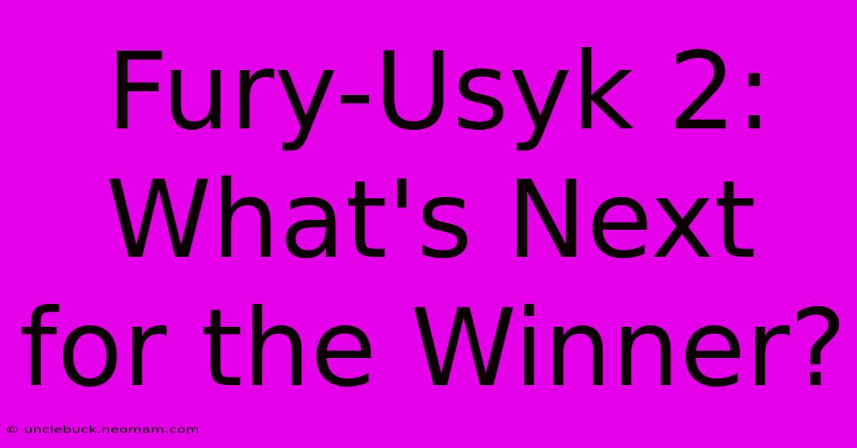 Fury-Usyk 2: What's Next For The Winner?