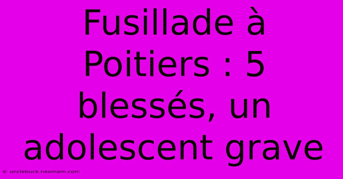 Fusillade À Poitiers : 5 Blessés, Un Adolescent Grave