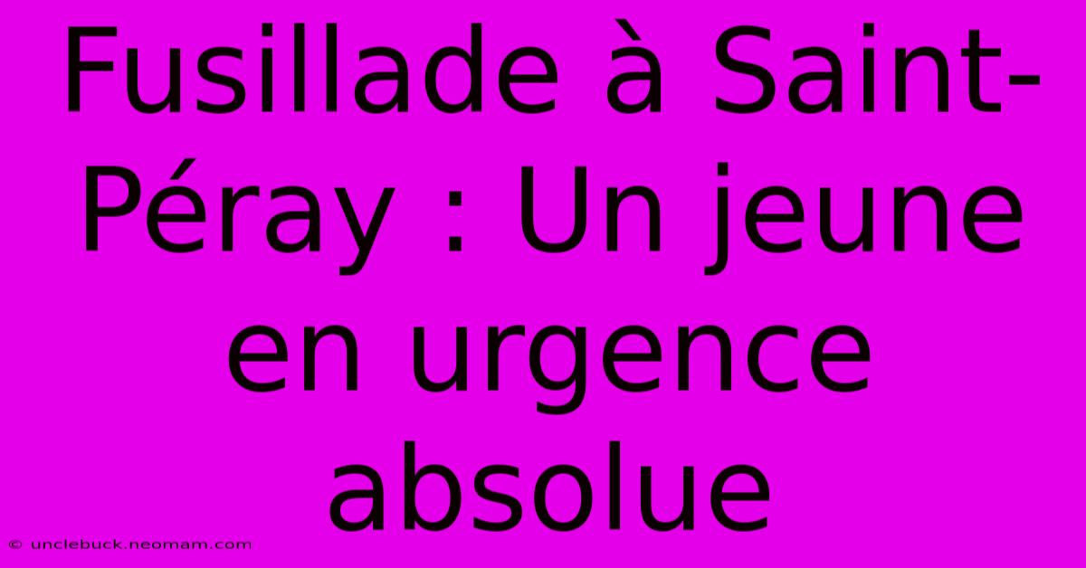 Fusillade À Saint-Péray : Un Jeune En Urgence Absolue