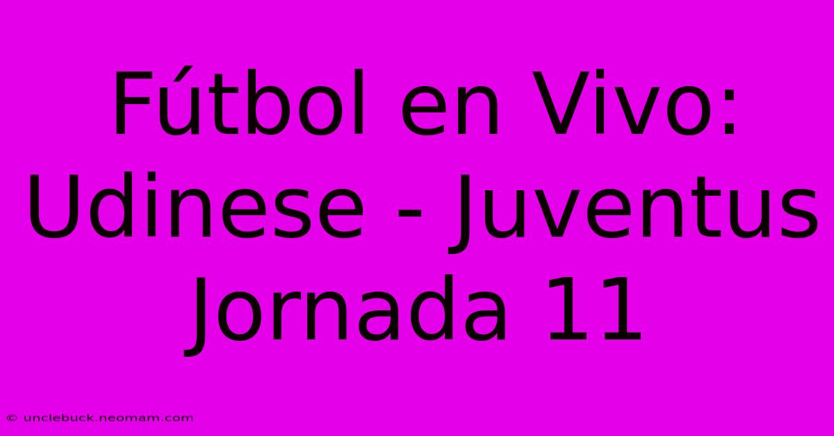 Fútbol En Vivo: Udinese - Juventus Jornada 11