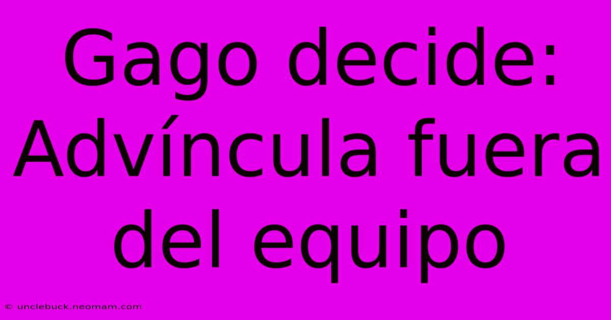 Gago Decide: Advíncula Fuera Del Equipo