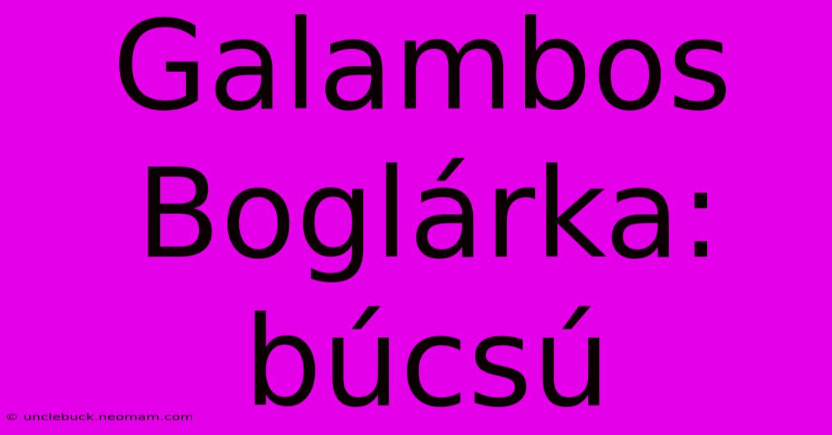 Galambos Boglárka: Búcsú