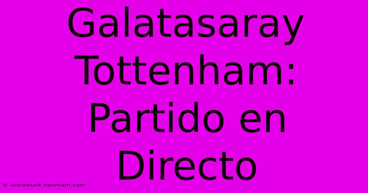 Galatasaray Tottenham: Partido En Directo