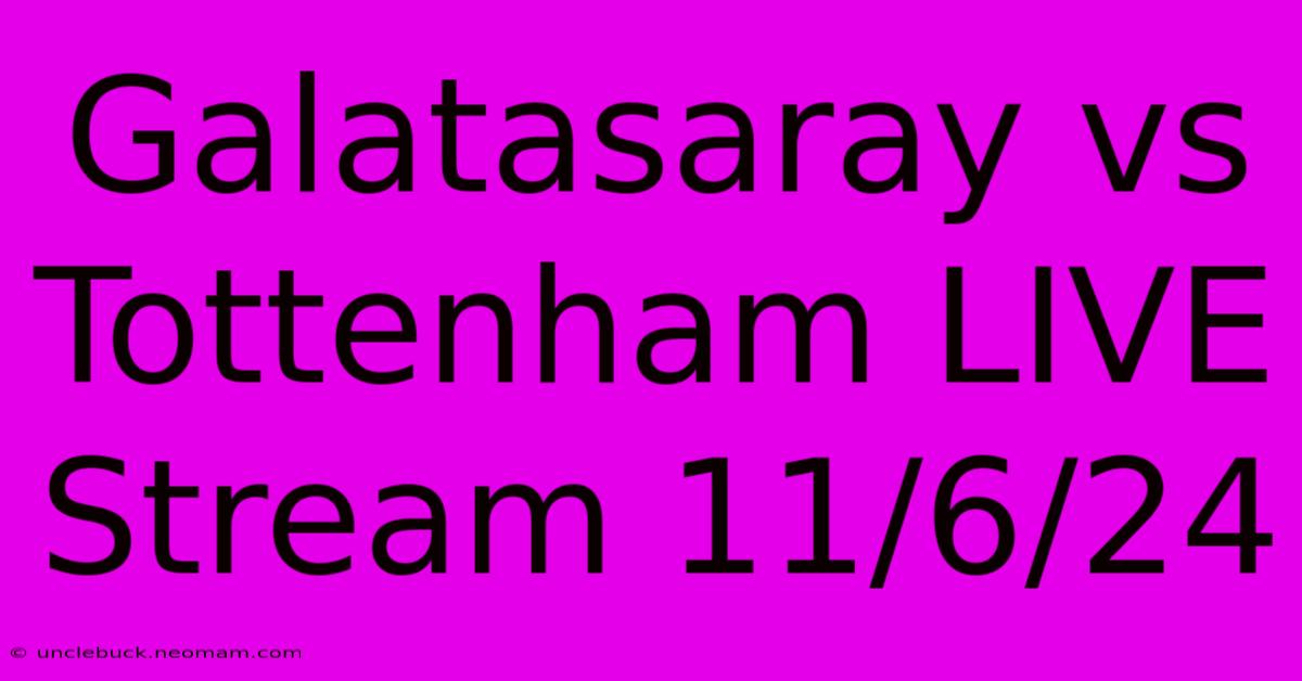 Galatasaray Vs Tottenham LIVE Stream 11/6/24 