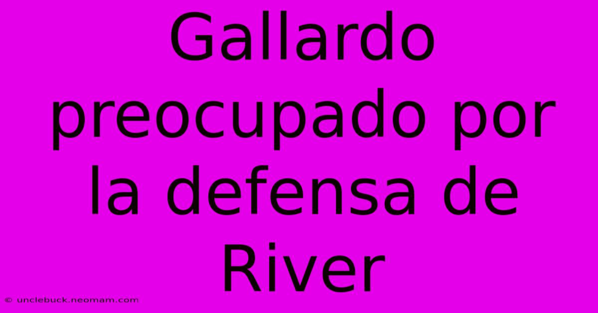 Gallardo Preocupado Por La Defensa De River 