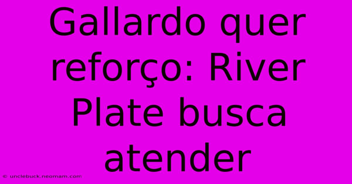 Gallardo Quer Reforço: River Plate Busca Atender 