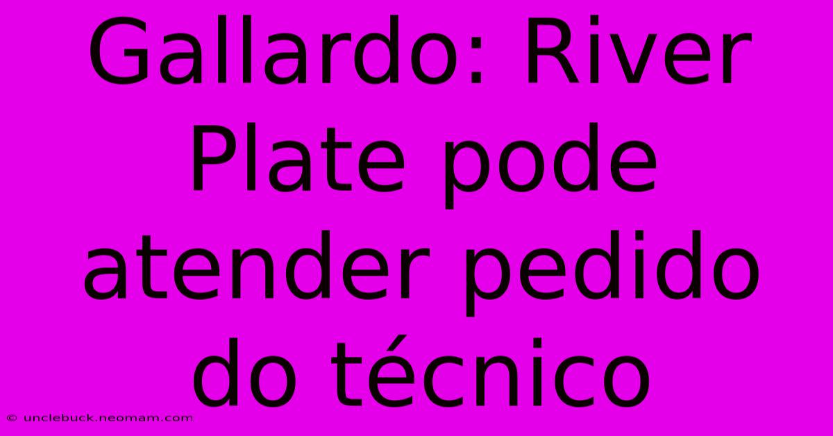 Gallardo: River Plate Pode Atender Pedido Do Técnico 