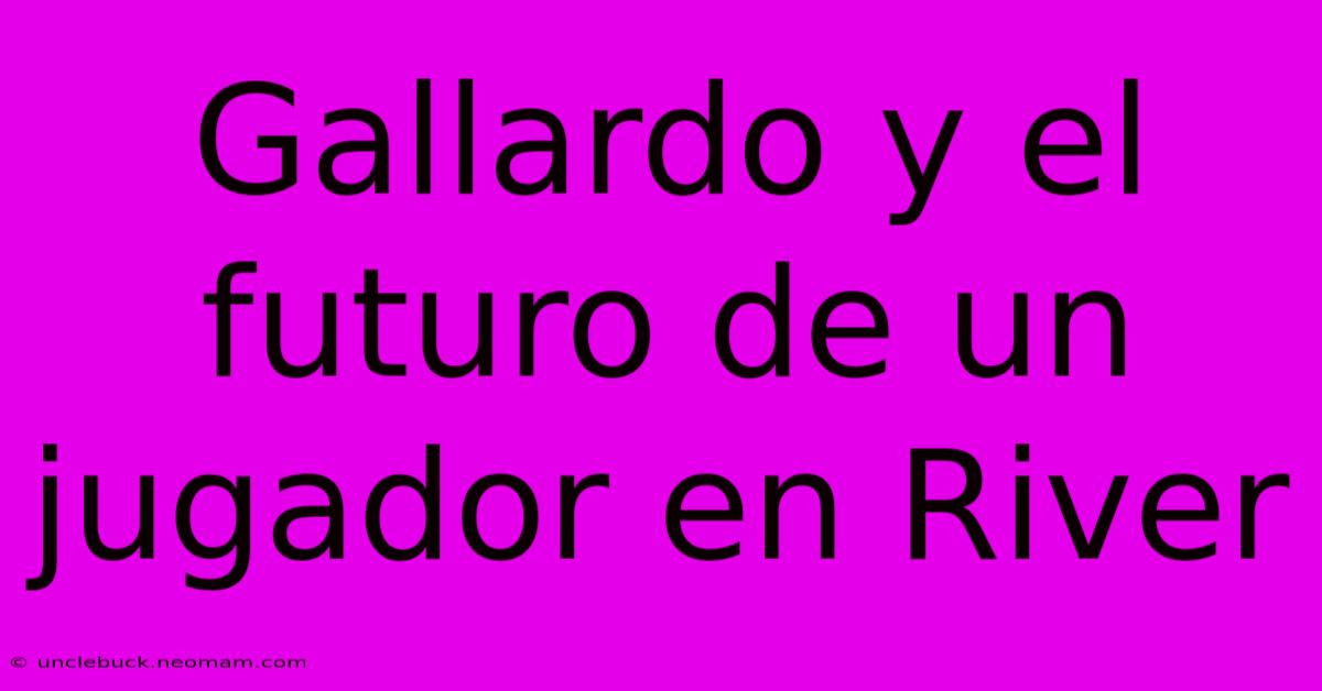 Gallardo Y El Futuro De Un Jugador En River