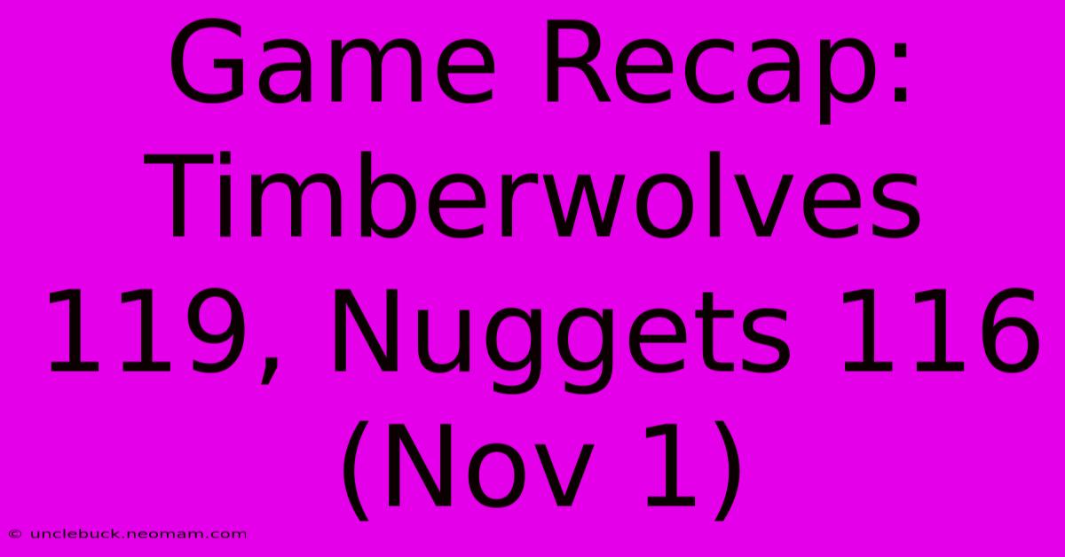 Game Recap: Timberwolves 119, Nuggets 116 (Nov 1) 