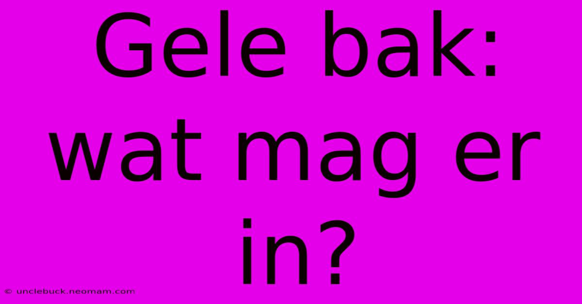 Gele Bak: Wat Mag Er In? 