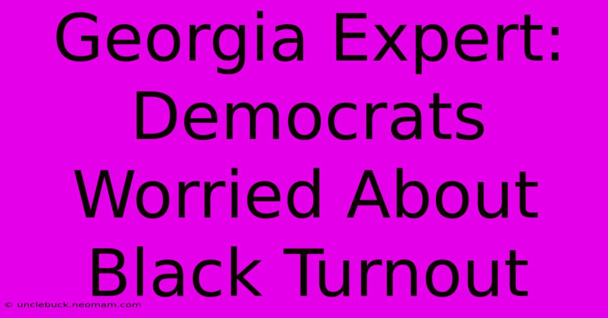 Georgia Expert: Democrats Worried About Black Turnout