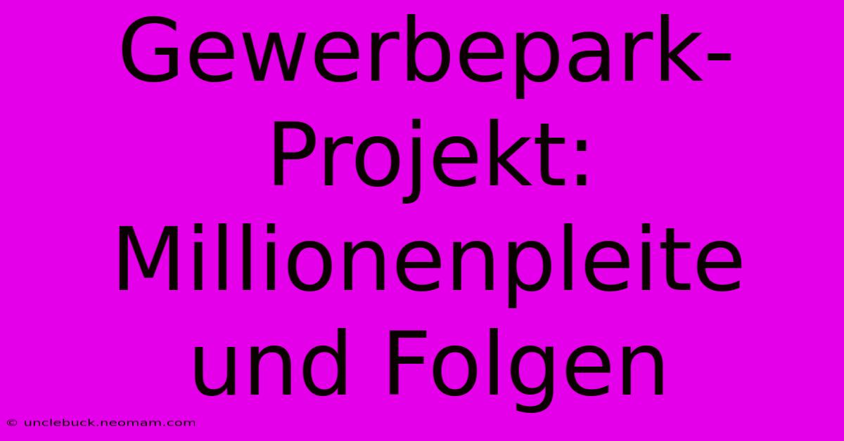 Gewerbepark-Projekt: Millionenpleite Und Folgen