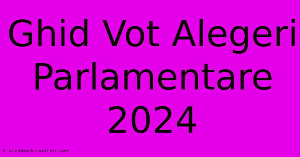 Ghid Vot Alegeri Parlamentare 2024