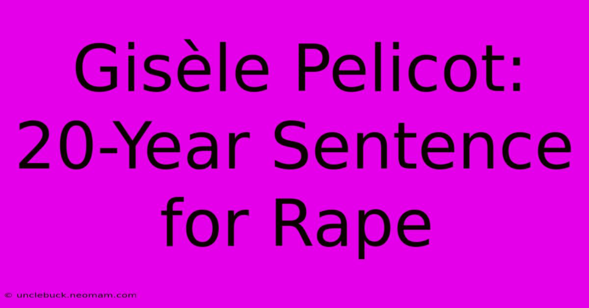 Gisèle Pelicot: 20-Year Sentence For Rape