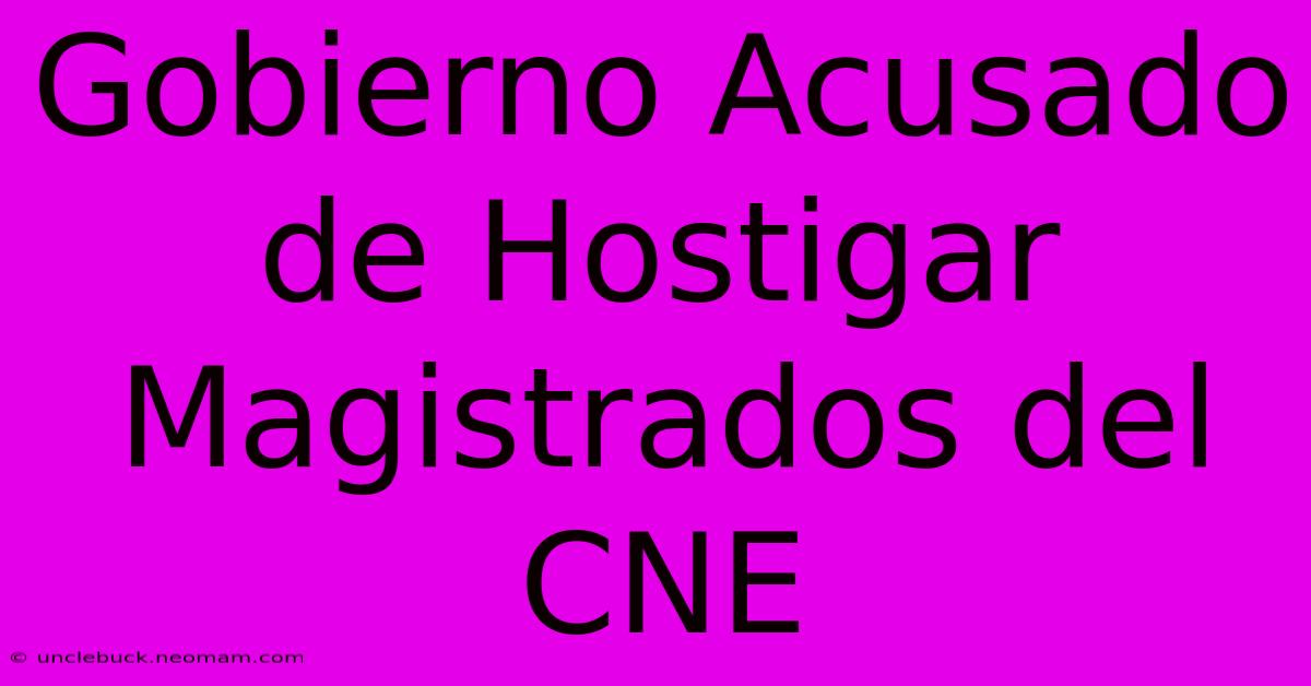 Gobierno Acusado De Hostigar Magistrados Del CNE