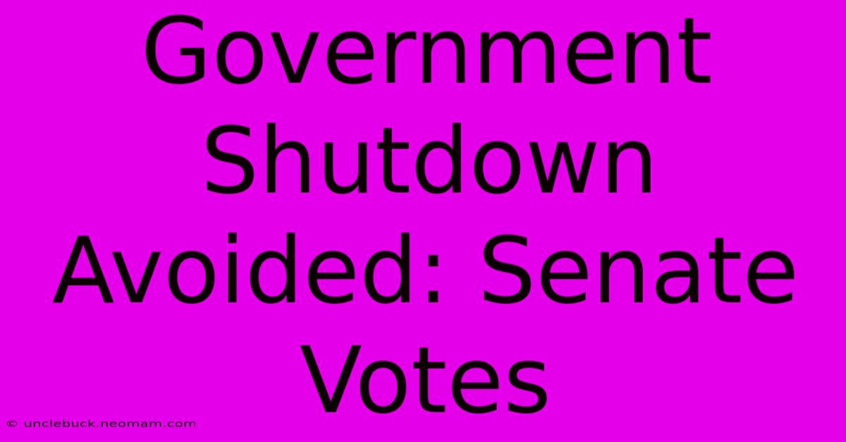 Government Shutdown Avoided: Senate Votes