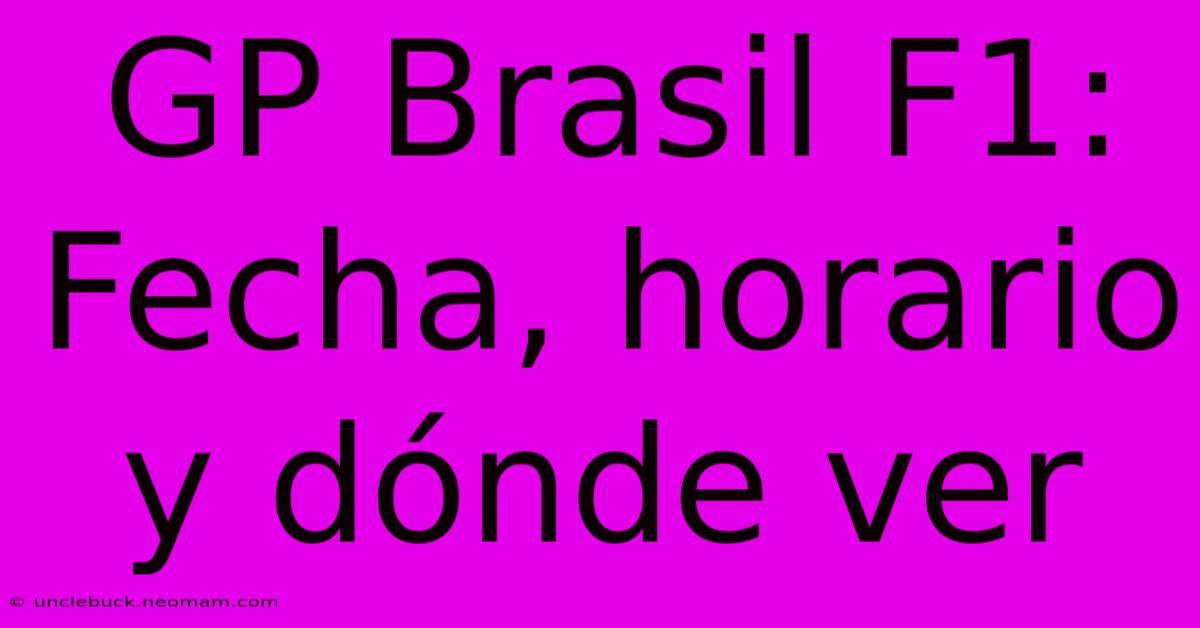 GP Brasil F1: Fecha, Horario Y Dónde Ver 