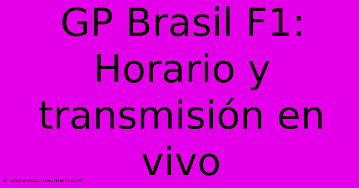 GP Brasil F1: Horario Y Transmisión En Vivo