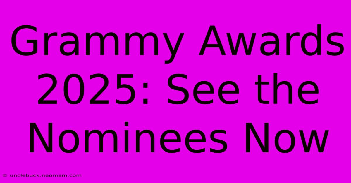 Grammy Awards 2025: See The Nominees Now