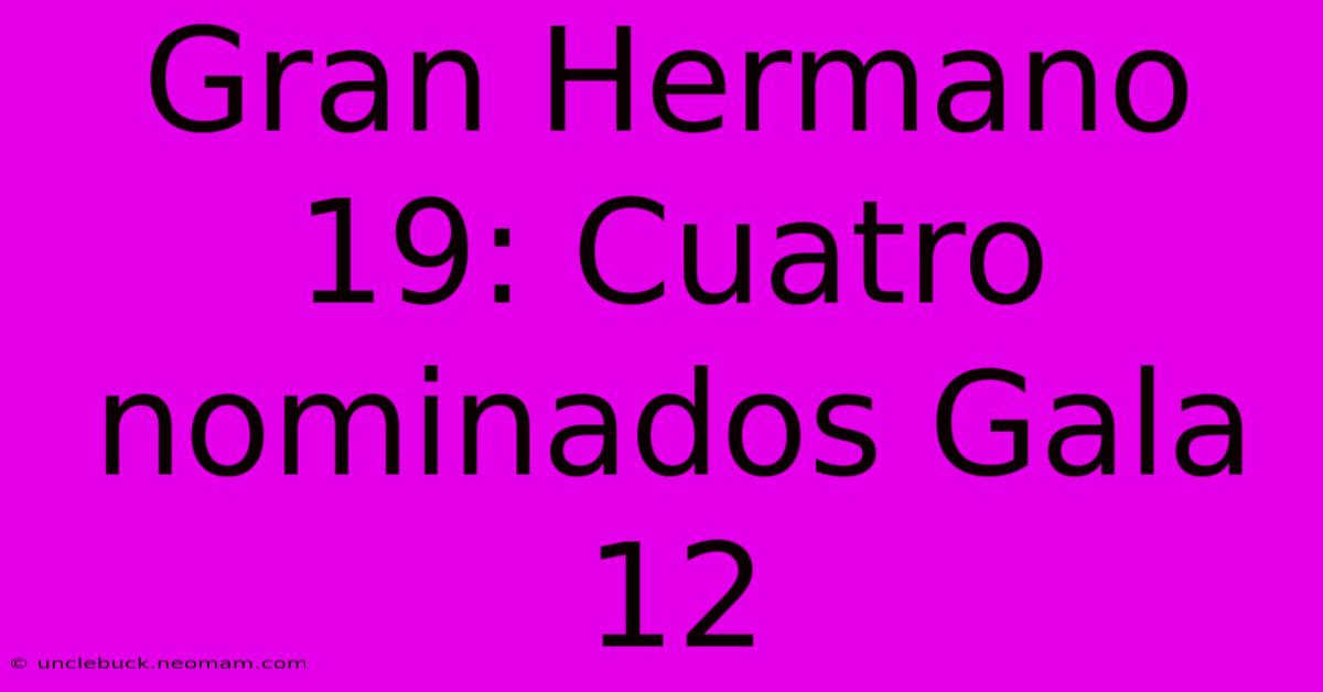 Gran Hermano 19: Cuatro Nominados Gala 12