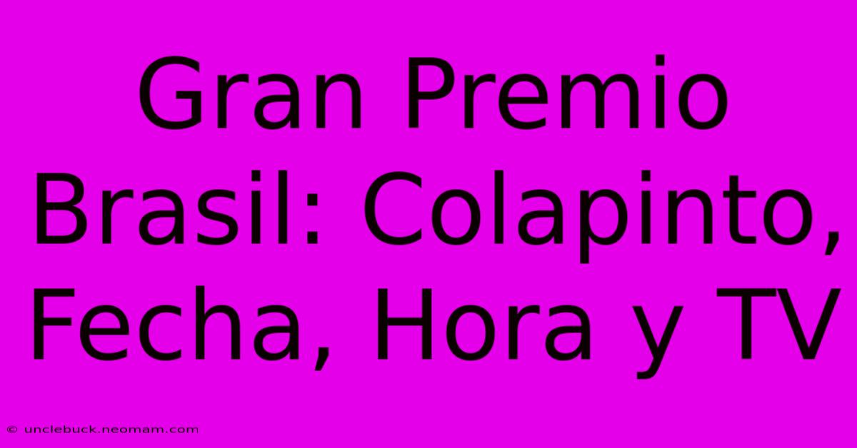 Gran Premio Brasil: Colapinto, Fecha, Hora Y TV