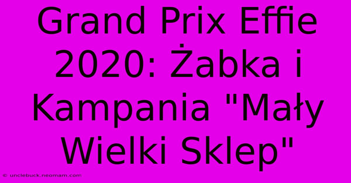 Grand Prix Effie 2020: Żabka I Kampania 