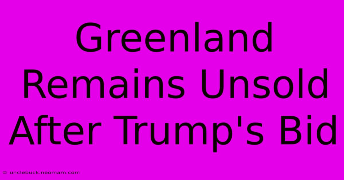 Greenland Remains Unsold After Trump's Bid