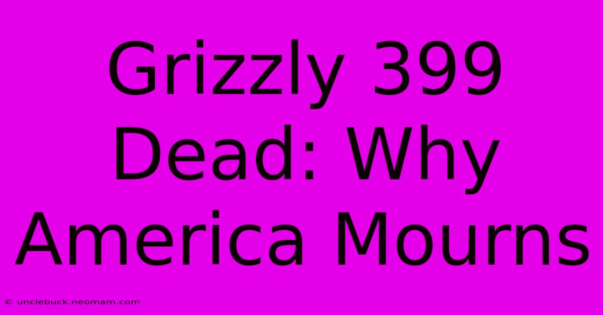 Grizzly 399 Dead: Why America Mourns