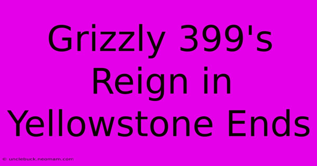 Grizzly 399's Reign In Yellowstone Ends