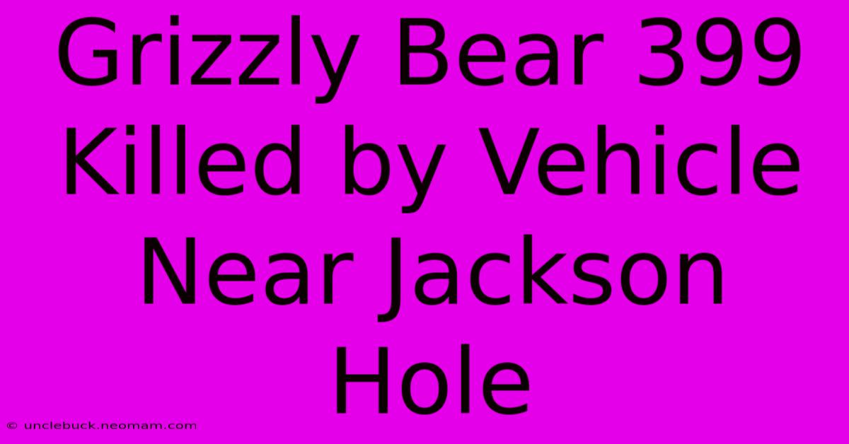 Grizzly Bear 399 Killed By Vehicle Near Jackson Hole