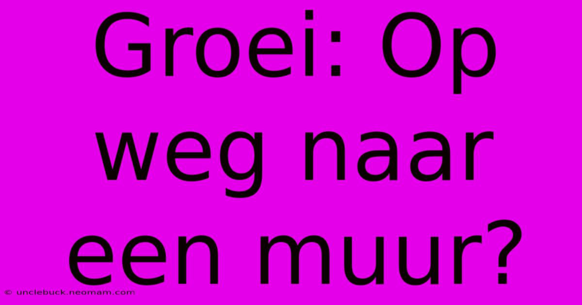 Groei: Op Weg Naar Een Muur?