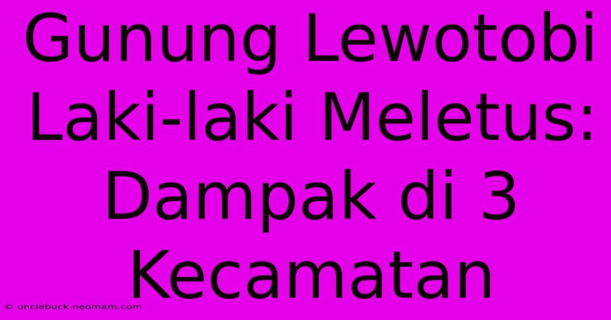 Gunung Lewotobi Laki-laki Meletus: Dampak Di 3 Kecamatan