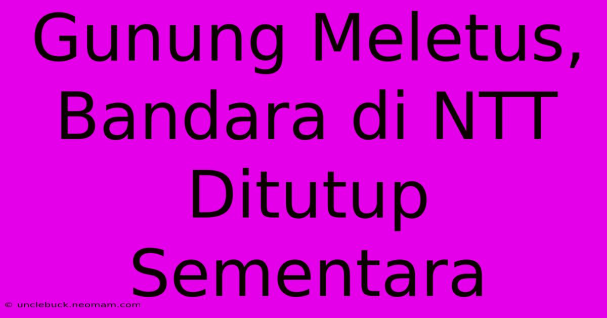 Gunung Meletus, Bandara Di NTT Ditutup Sementara