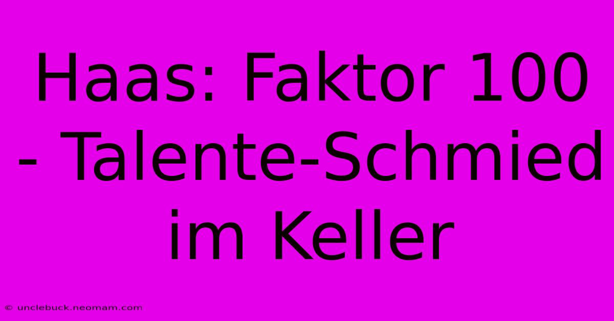 Haas: Faktor 100 - Talente-Schmied Im Keller