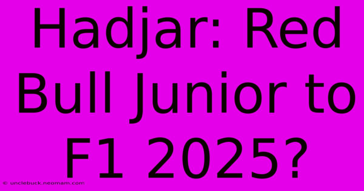 Hadjar: Red Bull Junior To F1 2025?