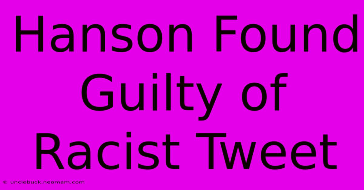 Hanson Found Guilty Of Racist Tweet 