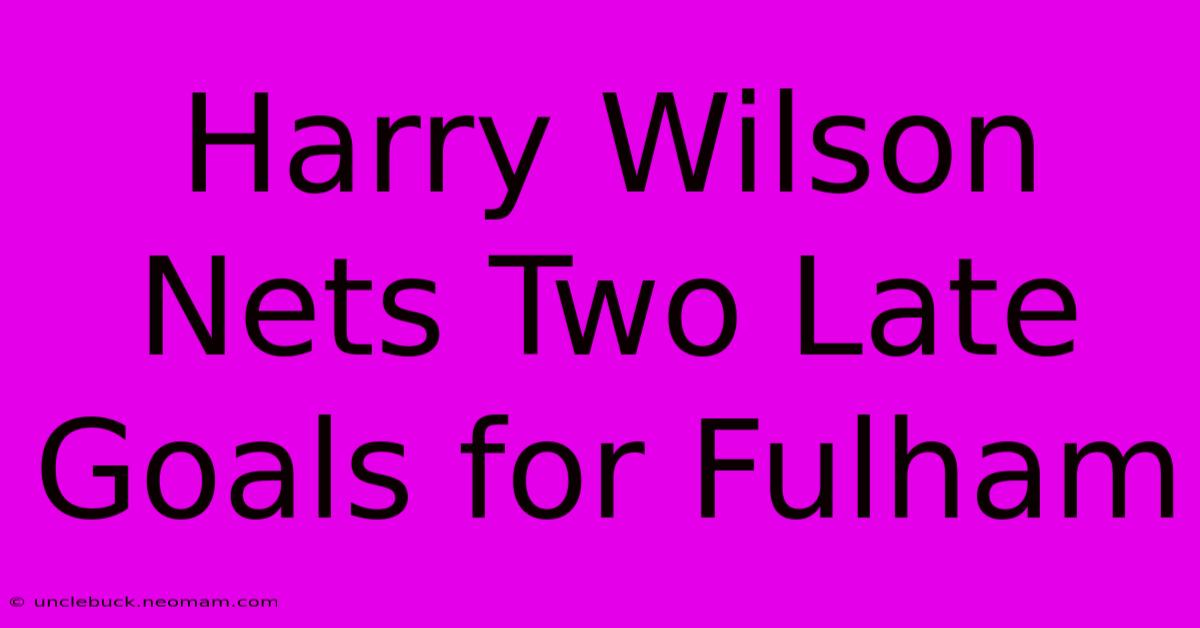 Harry Wilson Nets Two Late Goals For Fulham