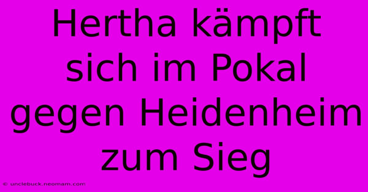 Hertha Kämpft Sich Im Pokal Gegen Heidenheim Zum Sieg 