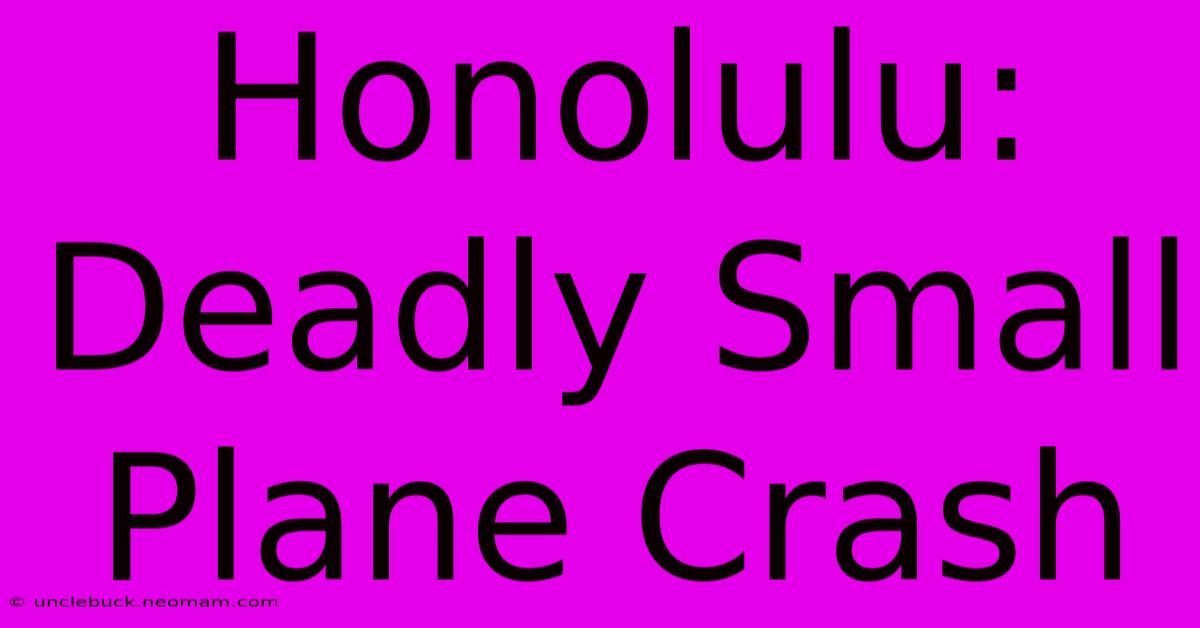 Honolulu: Deadly Small Plane Crash