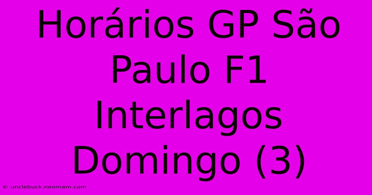 Horários GP São Paulo F1 Interlagos Domingo (3)