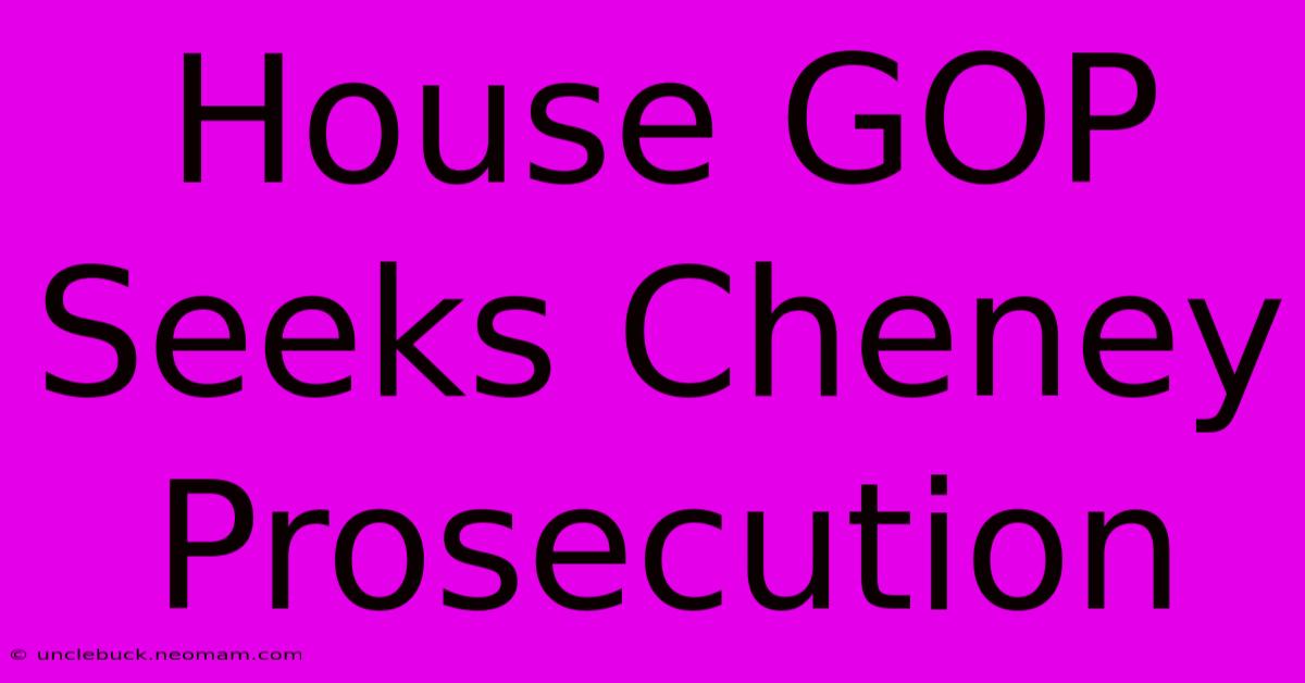 House GOP Seeks Cheney Prosecution