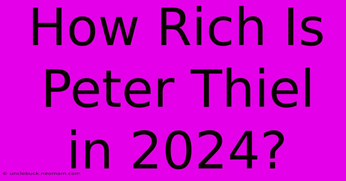 How Rich Is Peter Thiel In 2024?