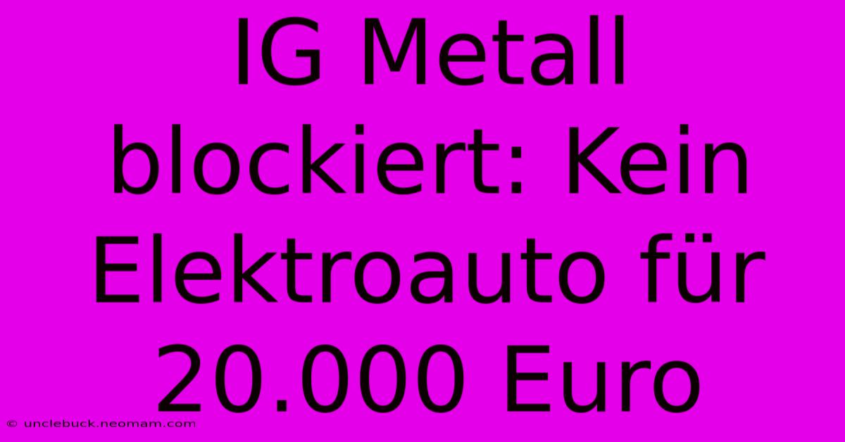 IG Metall Blockiert: Kein Elektroauto Für 20.000 Euro