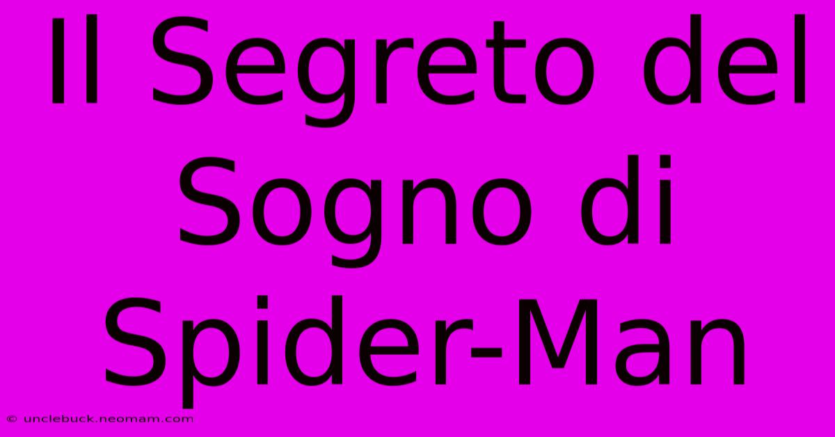 Il Segreto Del Sogno Di Spider-Man