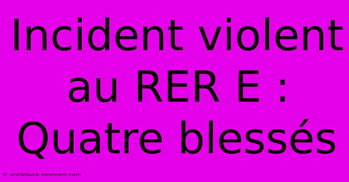 Incident Violent Au RER E : Quatre Blessés