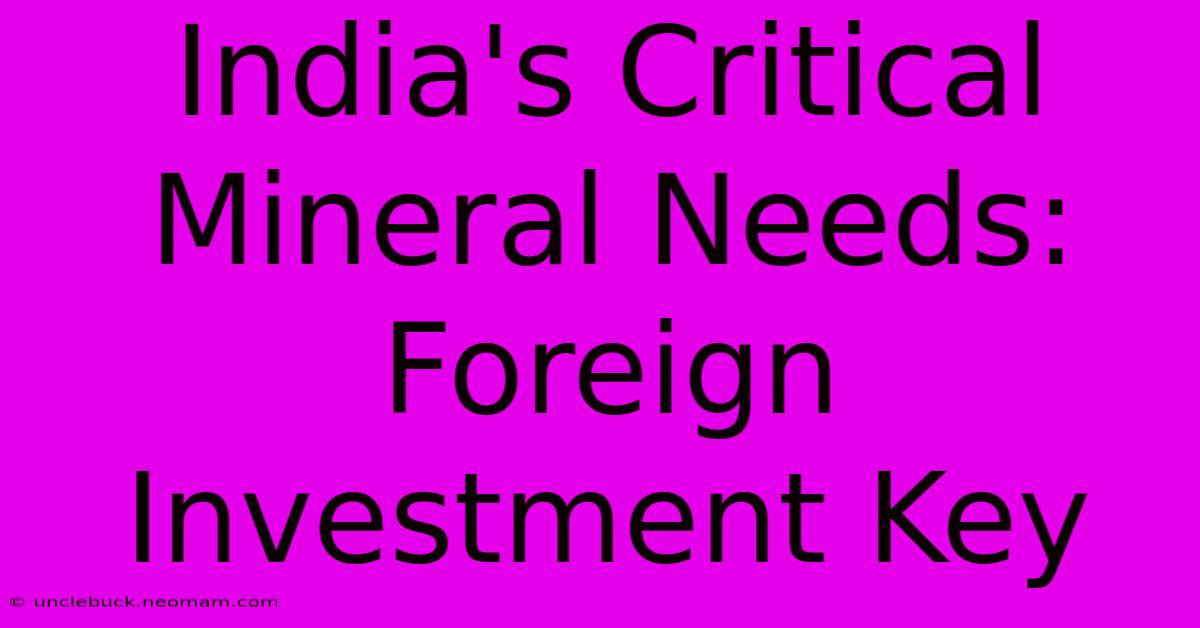 India's Critical Mineral Needs: Foreign Investment Key