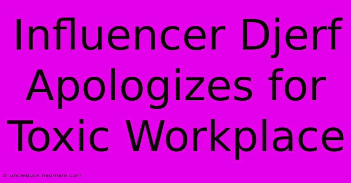 Influencer Djerf Apologizes For Toxic Workplace